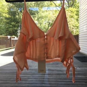 TOBI pink ruffle crop top